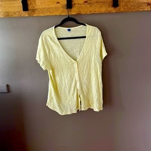 Old Navy pale yellow button down tee